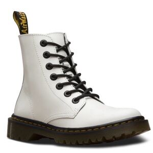 Dr. Martens Luna White Lace-Up Leather Combat Boots